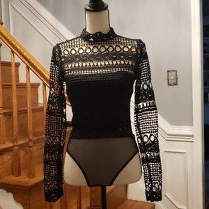 Sexy Long Sleeve Lace Bodysuit